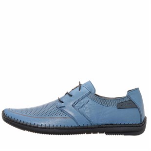 Costo shoes49-50 Numaralar4376-1 SAX Mavi  Büyük Numara Erkek Ayakkabı Rahat Geniş şık Kalıp Yumuşak Deri 