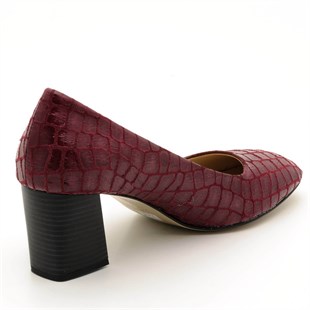 Costo shoes5 Pont2018 Bordo timsah baskılı Büyük Numara Kadın Ayakkabıları