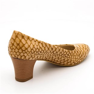 Costo shoesAbiye ve Topuklu Modellerimiz1023 Taba Anakonda  Büyük Numara Bayan Ayakkabısı