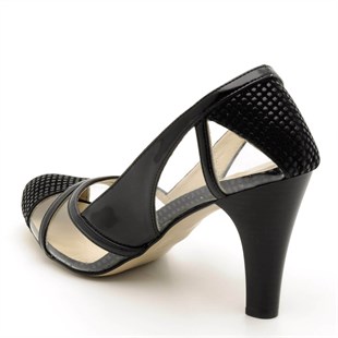 Costo shoesAbiye ve Topuklu Modellerimiz1358 Siyah Damla Şeffaf Büyük Numara Bayan Ayakkabısı