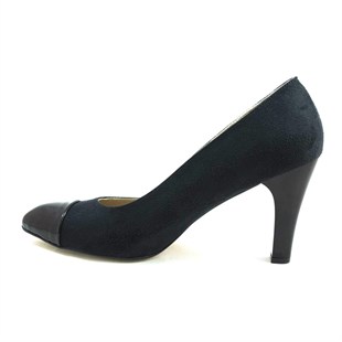 Costo shoesAbiye ve Topuklu Modellerimiz1432 Siyah Rugan & Süet Büyük Numara Kadın Ayakkabı