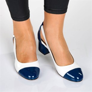 Costo shoesAbiye ve Topuklu Modellerimiz15105 Mavi Rugan Beyaz RuganBüyük Numara Bayan Ayakkabılar