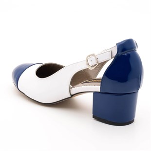 Costo shoesAbiye ve Topuklu Modellerimiz15105 Mavi Rugan Beyaz RuganBüyük Numara Bayan Ayakkabılar