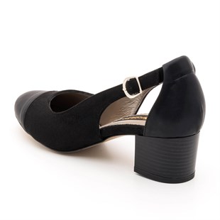 Costo shoesAbiye ve Topuklu Modellerimiz15105 Siyah Süet Siyah Analin  Büyük Numara Bayan Ayakkabılar