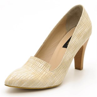 Costo shoesAbiye ve Topuklu Modellerimiz1952 Krem LEZAR Büyük Numara Bayan Ayakkabısı