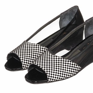 Costo shoesAbiye ve Topuklu ModellerimizKDR4012 Siyah büyük numara kadın ayakkabısı Rahat geniş kalıp siyah pitikareli ve fileli özel seri