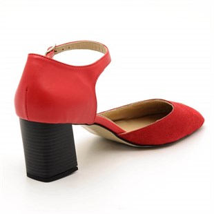 Abiye ve Topuklu ModellerimizTopuklu Büyük Numara Kadın Ayakkabısı 9797 98086 Kirmizi Garnili