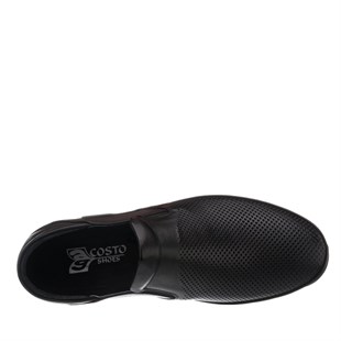 COSTO SHOESANASAYFAMAG1041-1 Siyah Deri Yazlık Büyük Numara Dana Derisi Rahat Geniş Kalıp Erkekr Ayakkabı
