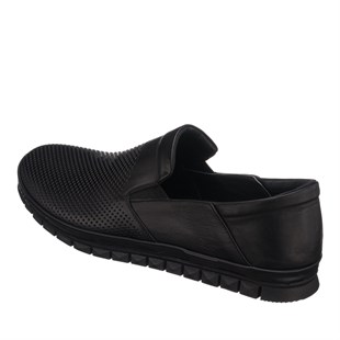 COSTO SHOESANASAYFAMAG1041-1 Siyah Deri Yazlık Büyük Numara Dana Derisi Rahat Geniş Kalıp Erkekr Ayakkabı
