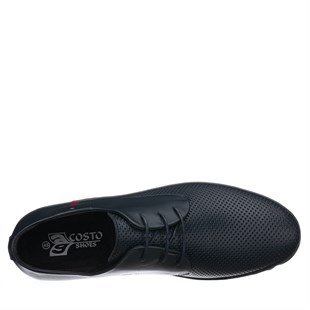 COSTO SHOESANASAYFAMAG8800-1 Lacivert Deri Yazlık Büyük Numara Dana Derisi Rahat Geniş Kalıp Erkekr Ayakkabı