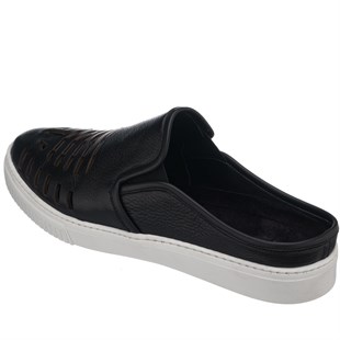 COSTO SHOESANASAYFAMKaan-07 Siyah Dana Derisi sandalet Terlik yazlık ayakkabı RAHAT GENİŞ KALIP