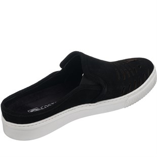COSTO SHOESANASAYFAMKaan-07 Siyah Süet Dana Derisi sandalet Terlik yazlık ayakkabı RAHAT GENİŞ KALIP
