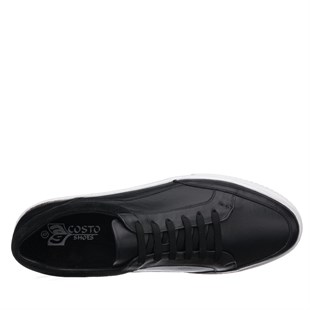 COSTO SHOESANASAYFAMKadir-02 Siyah Dana Derisi  Büyük Numara erkek spor ayakkabısı rahat geniş kalıp şık 
