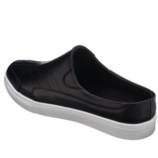 COSTO SHOESANASAYFAMKley-01 Siyah Dana Derisi sandalet Ayakkabı Rahat Şık Geniş Kalıp Özel Tasarım