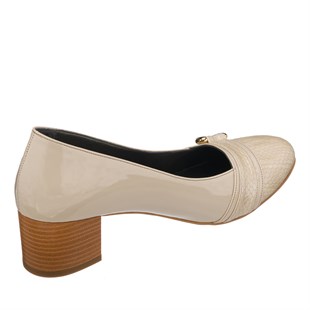 COSTO SHOESANASAYFAMLTF00171 Bej Rugan kısa topuk rahat geniş kalıp Gündelik ve abiye özel tasarım kadın ayakkabısı