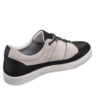 COSTO SHOESANASAYFAMYalçın-02 Beyaz Deri Siyah Süet  Büyük Numara Spor Ayakkabı