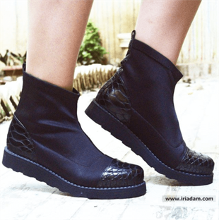 Costo shoesBot ve Çizme Modellerimiz19273 Siyah Kroko strech kumaş Büyük Numara Bayan Ayakkabı