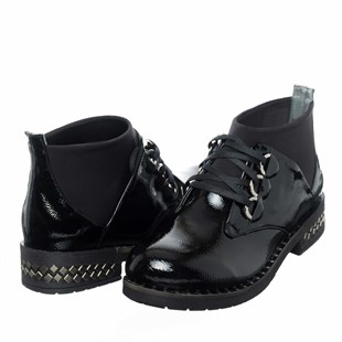 Costo shoesBot ve Çizme ModellerimizK406-5 Siyah Rugan Büyük Numara Kadın Botları