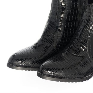 Costo shoesBot ve Çizme ModellerimizK976 Siyah Lezar Baskılı Rahat Geniş Kalıp Büyük Numara Kadın Özel Seri Bot