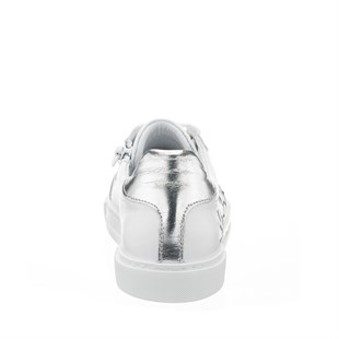 Costo shoesÇocukOKS134 Beyaz Gümüş Üst Kalite Deri Çocuk Ayakkabı