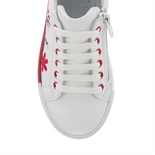 Costo shoesÇocukOKS134 Beyaz Kırmızı Üst Kalite Deri Çocuk Ayakkabı