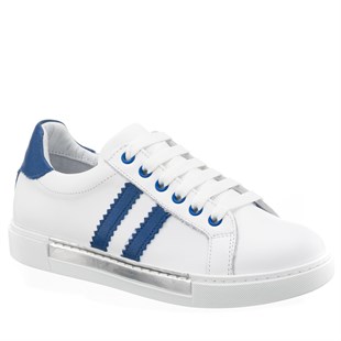 Costo shoesÇocukOKS136  Beyaz Mavi Deri Üst Kalite Çocuk Ayakkabısı