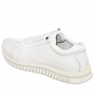 Costo shoesDeri Spor AyakkabılarOGS101 Beyaz Dana Derisi Vip Büyük Numara Erkek Spor ayakkabı Kacuçuk Taban Rahat Geniş Kalıp Özel Seri Lastik Bağcıklı 