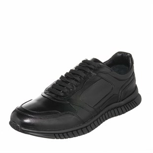 Costo shoesDeri Spor AyakkabılarUS210 Siyah Deri Kauçuk Rahat Taban Deri spor ayakkabı