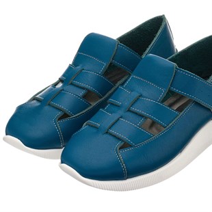 Costo shoesGündelik ve Rahat Modeller41-42-43-44 Numaralarda N2021 Petrol Mavisi Cırtlı Kemerli Ayarlanabilir Bilek Ortopedik Rahat Taban Büyük Numara Kadın Ayakkabı
