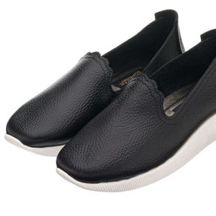 Costo shoesGündelik ve Rahat Modeller41-42-43-44 Numaralarda N0609 Siyah Soft Deri Çok Hafif Yumuşak Ortopedik Taban Büyük Numara Kadın Ayakkabı