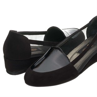 Costo shoesGündelik ve Rahat Modeller41-42-43-44 Numaralarda K8518 Siyah Süet Rugan Detaylı Fileli Feta Özel Seri Büyük Numara Kadın Ayakkabı