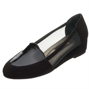 Costo shoesGündelik ve Rahat Modeller41-42-43-44 Numaralarda K8518 Siyah Süet Rugan Detaylı Fileli Feta Özel Seri Büyük Numara Kadın Ayakkabı
