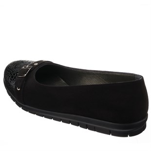 Costo shoesGündelik ve Rahat Modeller41-42-43-44 Numaralarda K1548 Siyah Tokalı Kroko Baskı Detaylı Süet Komfort Taban Büyük Numara Kadın Ayakkabı