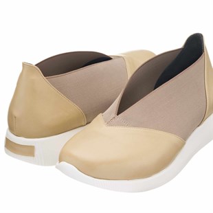 Costo shoesGündelik ve Rahat Modeller41-42-43-44 Numaralarda A1357 Krem Lastikli Ortopedik Rahat Taban Günlük Büyük Numara Kadın Ayakkabı
