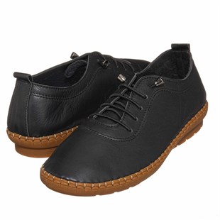Costo shoesGündelik ve Rahat ModellerANK1120 Siyah rahat Şık Geniş Rahat Kalıp Deri Büyük Numara Gündelik Kadın Ayakkabısı