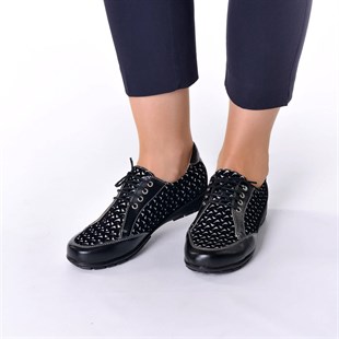Costo shoesGündelik ve Rahat ModellerBüyük Numara Kadın Ayakkabı 1930 Afsar siyah baskılı