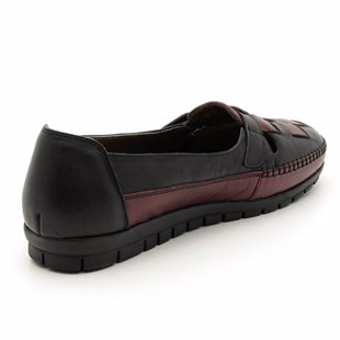 Gündelik ve Rahat ModellerT054 Siyah Bordo Büyük Numara Bayan Ayakkabı