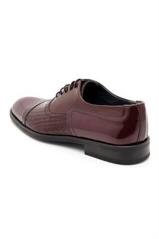 CRS CarissaKlasik Modeller19011-Bordo-Timsah-Baskılı Rugan Küçük Numara Erkek Ayakkabı