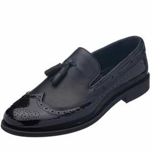 Costo shoesKlasik ModellerNV1930 Siyah Rugan Püsküllü  Analin Neolit Taban Üst Kalite Deri Büyük Numara Erkek Ayakkabı