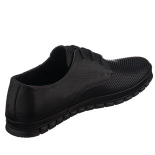 COSTO SHOESSezon Sonu İndirimli ÜrünlerAG8800-1 SİYAH Deri Yazlık Büyük Numara Dana Derisi Rahat Geniş Kalıp Erkekr Ayakkabı