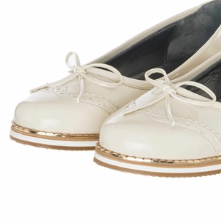 Costo shoesTerlik Sandalet ve Babet Modellerimiz1016-1 Krem Büyük Numara Kadın Babet Ayakkabı