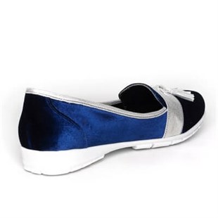 Terlik Sandalet ve Babet ModellerimizKT322 Mavi Kadife Büyük Numara Bayan Ayakkabı
