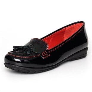 MarkasızTerlik Sandalet ve Babet ModellerimizR223 Siyah Rugan Büyük Numara Bayan Ayakkabı
