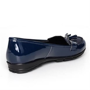 Terlik Sandalet ve Babet ModellerimizR223 Lacivert Rugan Büyük Numara Bayan Ayakkabı